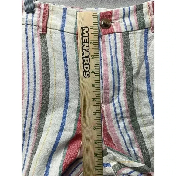 Old Navy Womens Sz 12 Everyday Short Multi Color Striped Linen Blend Boho Casual - Picture 5 of 9